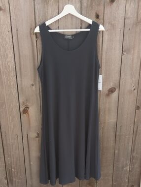 Sympli Black Scoop Neck Midi Dress Sleeveless Size 12